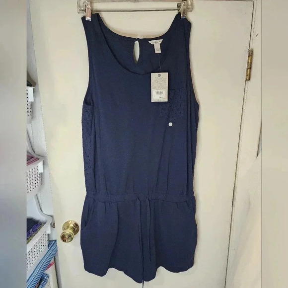 NWT Bass, G.H. Bass & Co. Navy Blie Sleeveless Tank Romper Size L - Picture 1 of 11